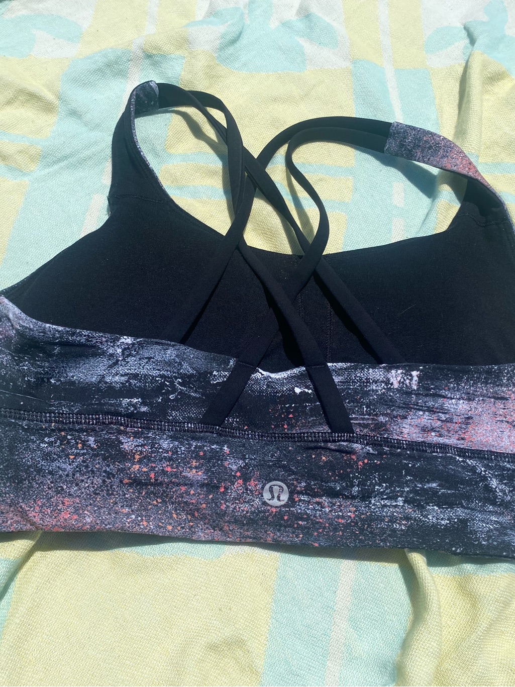 Lululemon Athletica Black With Pink Speckle Sports Bra